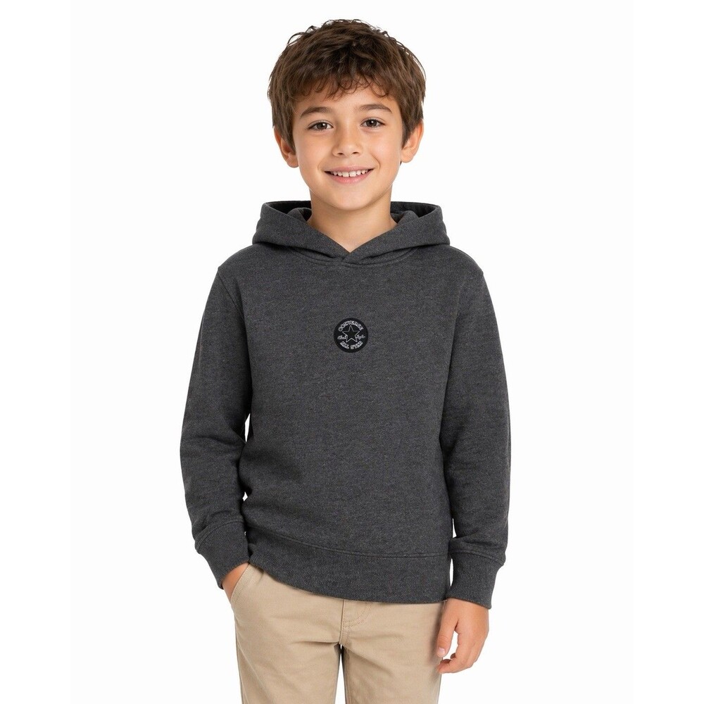Converse Boys Pullover Hoodie Sweatshirt Logo Patch Gray Size S (7-9) NWT